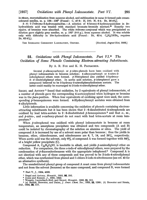 51. Oxidations with phenyl iodosoacetate. Part VI. The oxidation of some phenols containing electron-attracting substituents