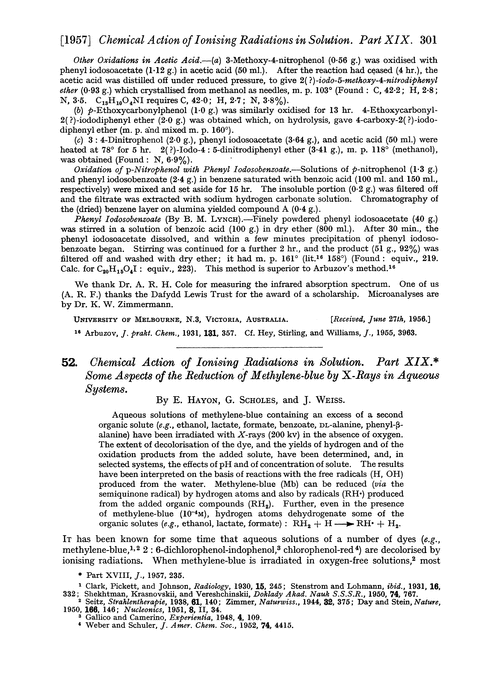 52. Chemical action of ionising radiations in solution. Part XIX. Some aspects of the reduction of methylene-blue X-rays in aqueous systems