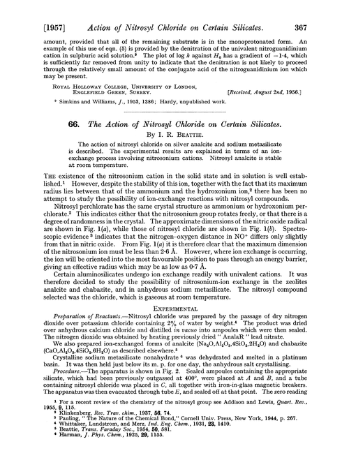 66. The action of nitrosyl chloride on certain silicates
