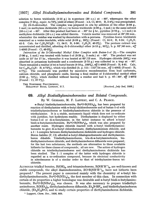 69. Alkyl bisdialkylaminoboronites and related compounds