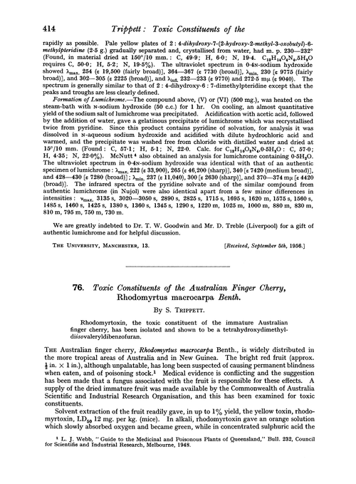 76. Toxic constituents of the Australian finger cherry, Rhodomyrtus macrocarpa benth