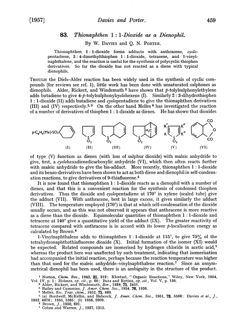 83. Thionaphthen 1 : 1-dioxide as a dienophil