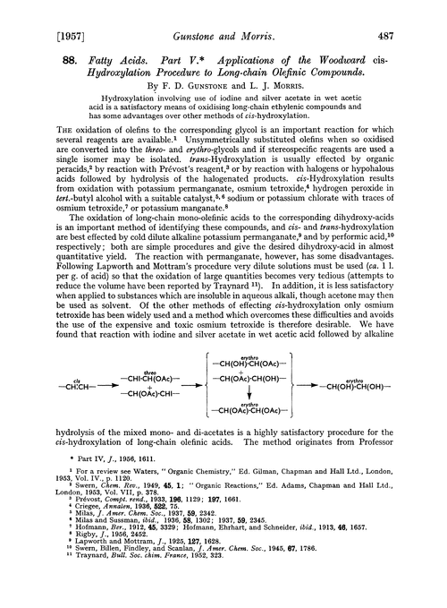 88. Fatty acids. Part V. Applications of the Woodward cis-hydroxylation procedure to long-chain olefinic compounds