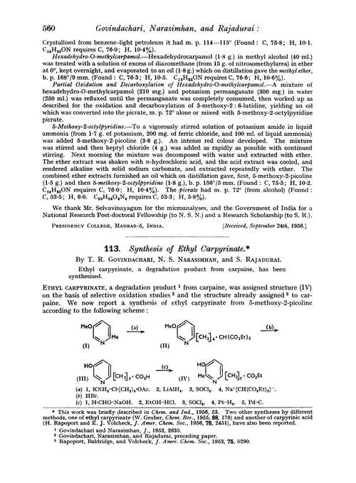 113. Synthesis of ethyl carpyrinate