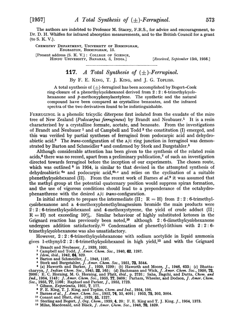 117. A total synthesis of (±)-ferruginol