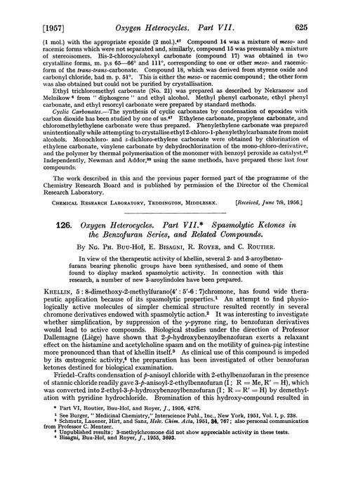 126. Oxygen heterocycles. Part VII. Spasmolytic ketones in the benzofuran series, and related compounds