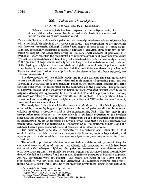 204. Polonium monosulphide