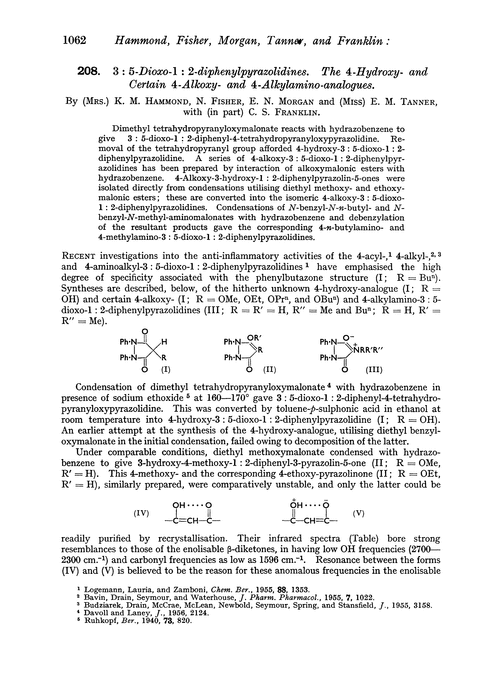 208. 3 : 5-Dioxo-1 : 2-diphenylpyrazolidines. The 4-hydroxy- and certain 4-alkoxy- and 4-alkylamino-analogues