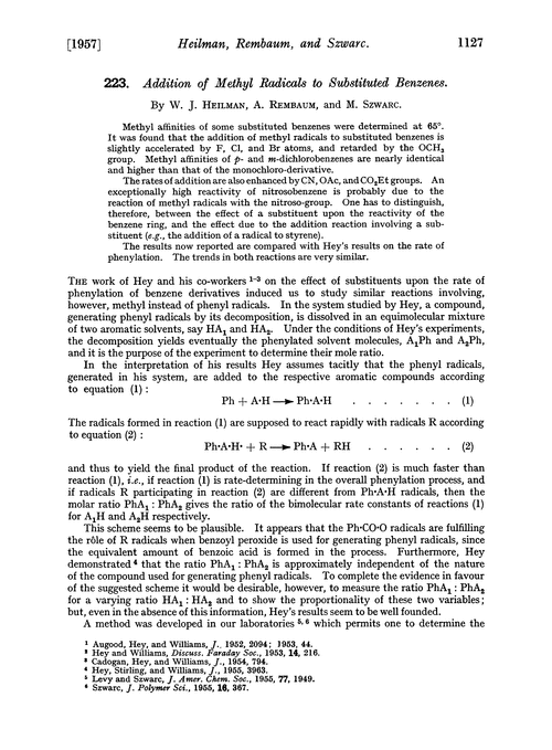 223. Addition of methyl radicals to substituted benzenes