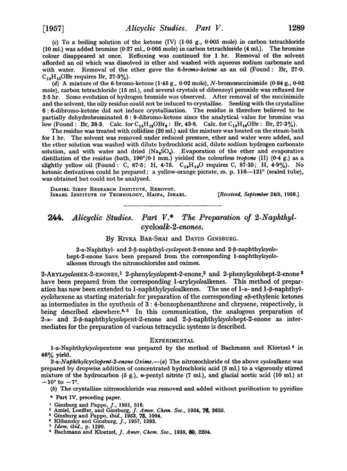 244. Alicyclic studies. Part V. The preparation of 2-naphthyl-cycloalk-2-enones