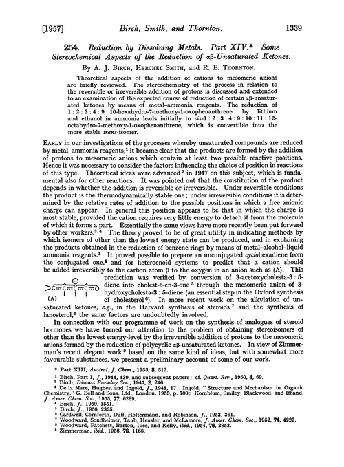 254. Reduction by dissolving metals. Part XIV. Some stereochemical aspects of the reduction of αβ-unsaturated ketones