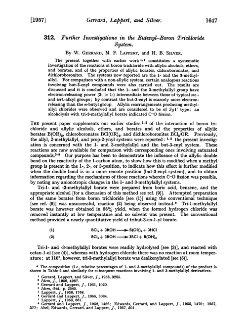 312. Further investigations in the butenyl–boron trichloride system