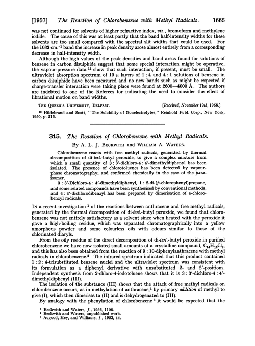 315. The reaction of chlorobenzene with methyl radicals