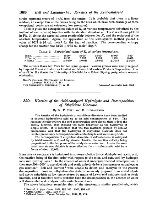 320. Kinetics of the acid-catalysed hydrolysis and decomposition of ethylidene diacetate