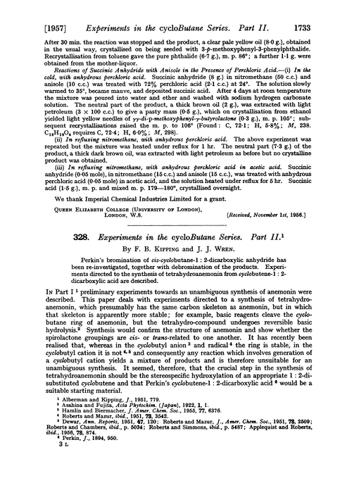 328. Experiments in the cyclobutane series. Part II