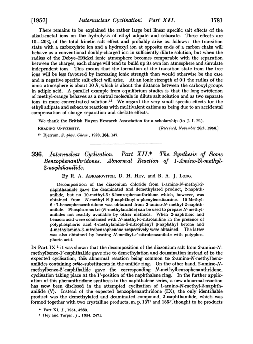 336. Internuclear cyclisation. Part XII. The synthesis of some benzophenanthridones. Abnormal reaction of 1-amino-N-methyl-2-naphthanilide