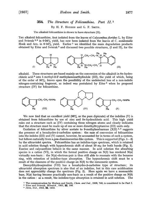 354. The structure of folicanthine. Part II