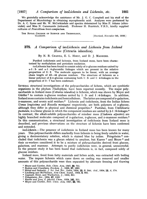 375. A comparison of isolichenin and lichenin from Iceland moss (Cetraria islandica)