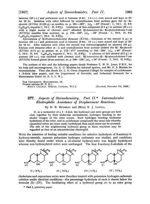 377. Aspects of stereochemistry. Part II. Intramolecular electrophilic assistance of displacement reactions
