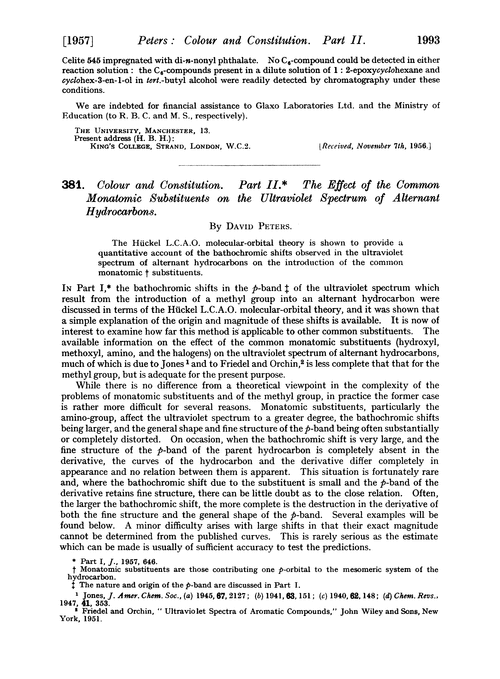 381. Colour and constitution. Part II. The effect of the common monatomic substituents on the ultraviolet spectrum of alternant hydrocarbons