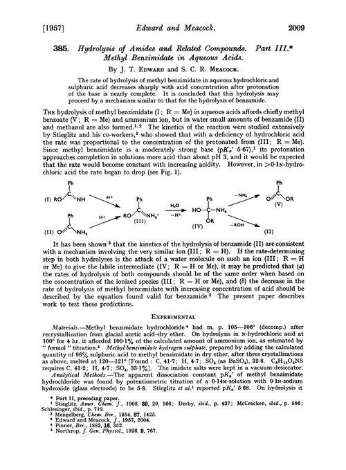 385. Hydrolysis of amides and related compounds. Part III. Methyl benzimidate in aqueous acids