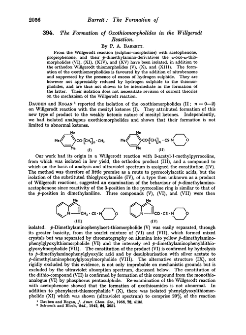 394. The formation of oxothiomorpholides in the Willgerodt reaction
