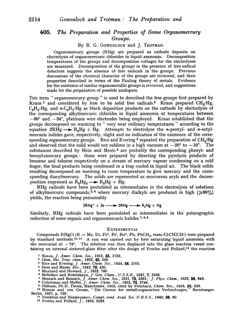 405. The preparation and properties of some organomercury groups