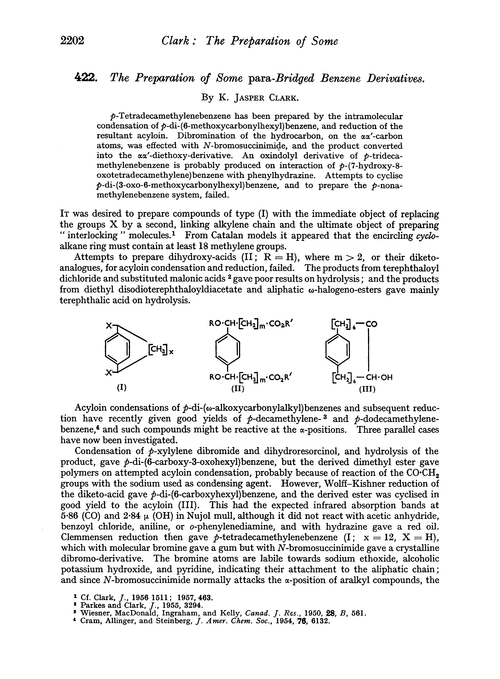 422. The preparation of some para-bridged benzene derivatives
