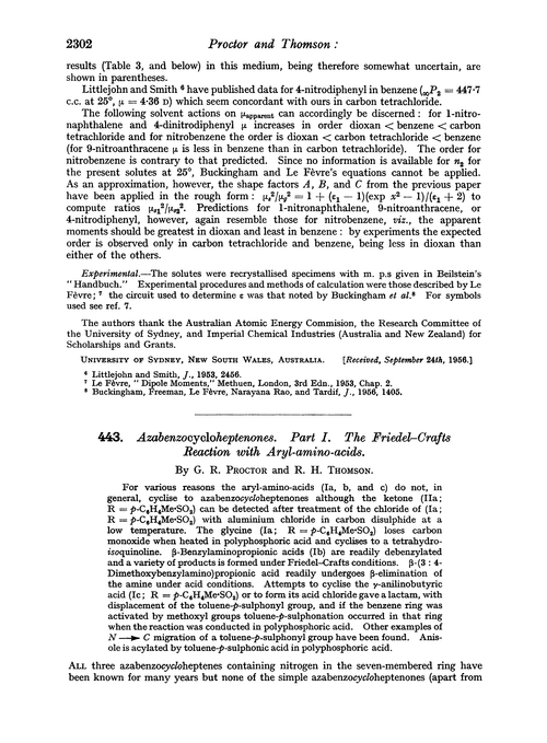 443. Azabenzocycloheptenones. Part I. The Friedel–Crafts reaction with aryl-amino-acids