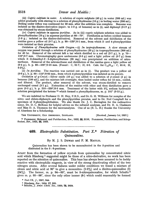 489. Electrophilic substitution. Part X. Nitration of quinoxaline
