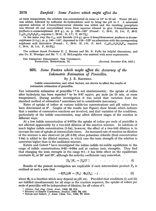 501. Some factors which might affect the accuracy of the iodometric estimation of penicillin