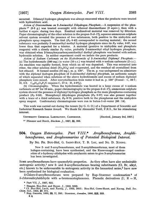 504. Oxygen heterocycles. Part VIII. Aroylbenzofurans, aroyldibenzofurans, and aroylcoumarins of potential biological interest