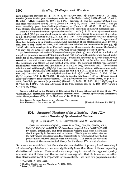 506. Structural chemistry of the alkoxides. Part IX. tert.-Alkoxides of quadrivalent cerium