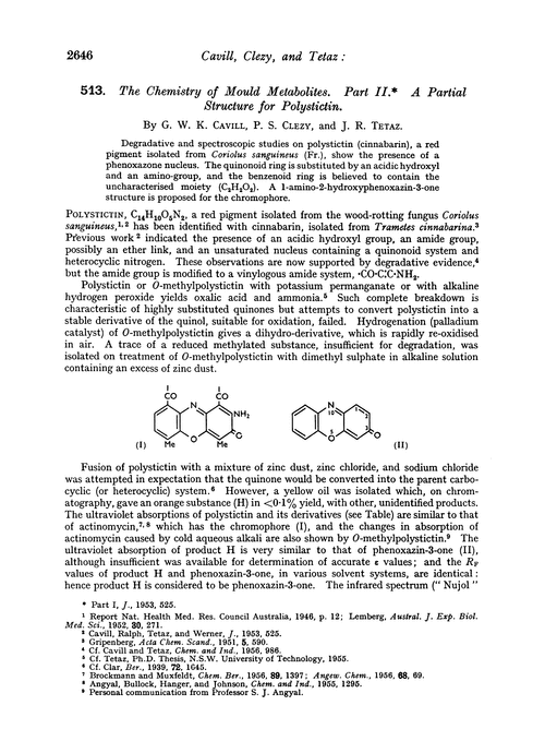 513. The chemistry of mould metabolites. Part II. A partial structure for polystictin