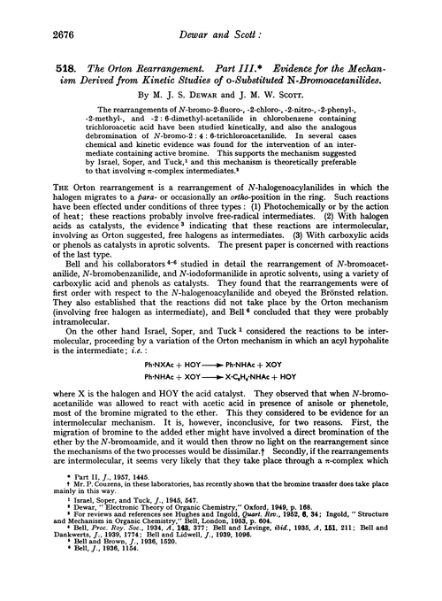 518. The Orton rearrangement. Part III. Evidence for the mechanism derived from kinetic studies of o-substituted N-bromoacetanilides