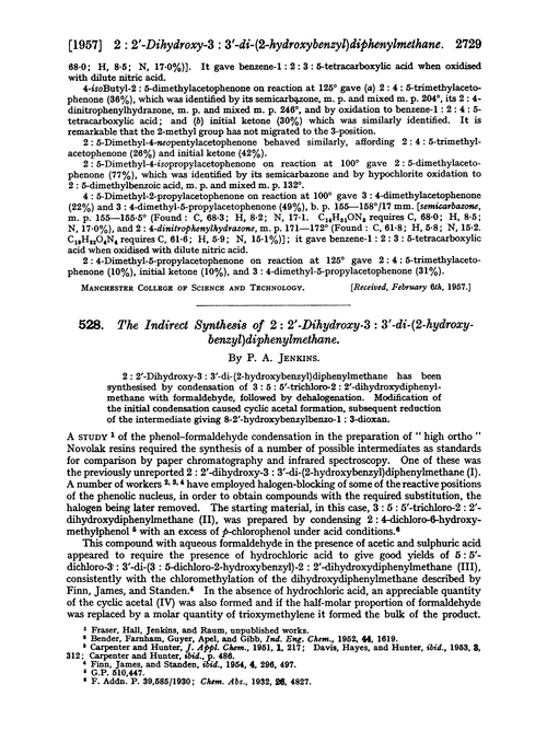 258. The indirect synthesis of 2 : 2′-dihydroxy-3 : 3′-di-(2-hydroxybenzyl)diphenylmethane