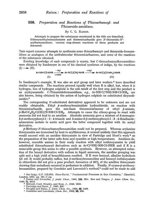 558. Preparation and reactions of thiocarbamoyl- and thioureido-amidines