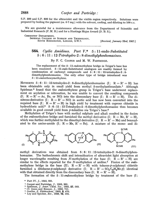 564. Cyclic amidines. Part V. 5 : 11-endo-Substituted 5 : 6 : 11 : 12-tetrahydro-2 : 8-dimethylphenhomazines