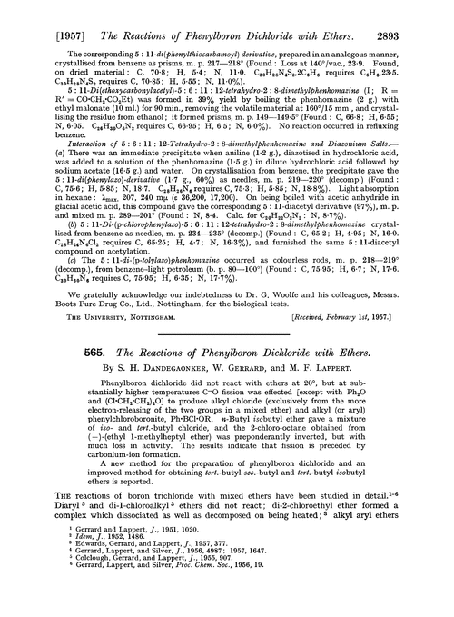 565. The reactions of phenylboron dichloride with ethers