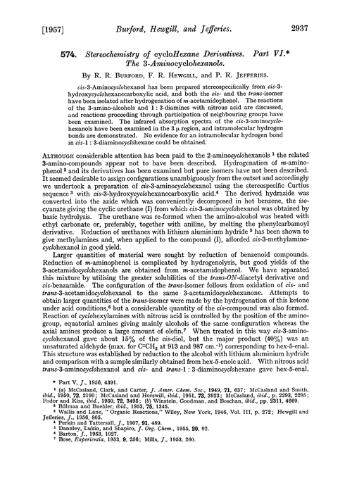 574. Stereochemistry of cyclohexane derivatives. Part VI. The 3-aminocyclohexanols