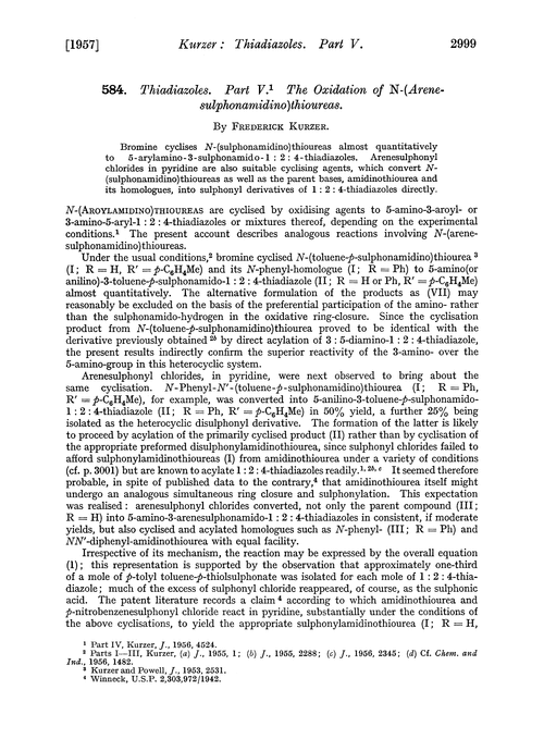 584. Thiadiazoles. Part V. The oxidation of N-(arenesulphonamidino)thioureas