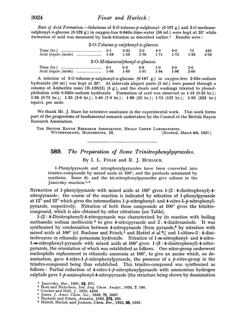 589. The preparation of some trinitrophenylpyrazoles