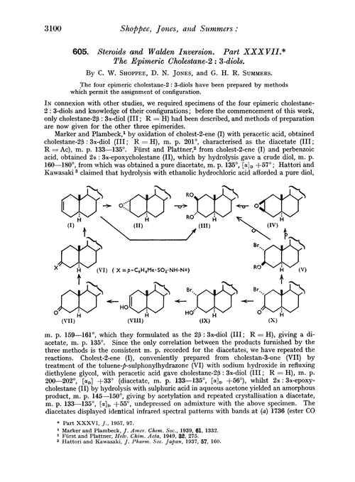 605. Steroids and Walden inversion. Part XXXVII. The epimeric cholestane-2 : 3-diols