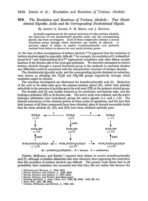 616. The resolution and reactions of tertiary alcohols: two disubstituted glycollic acids and the corresponding disubstituted glycols