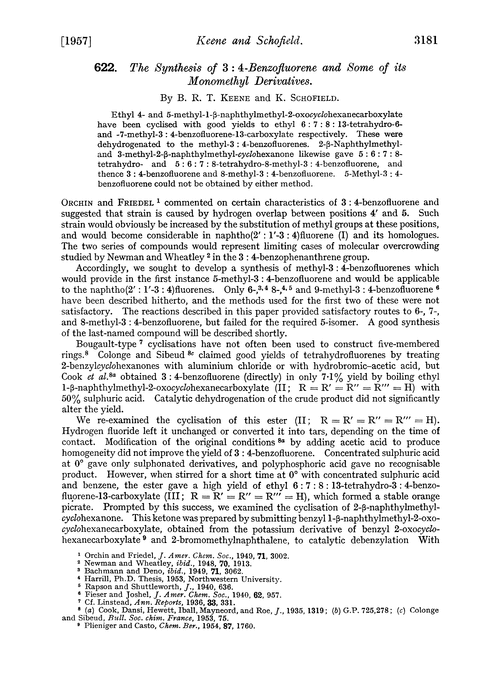 622. The synthesis of 3 : 4-benzofluorene and some of its monomethyl derivatives