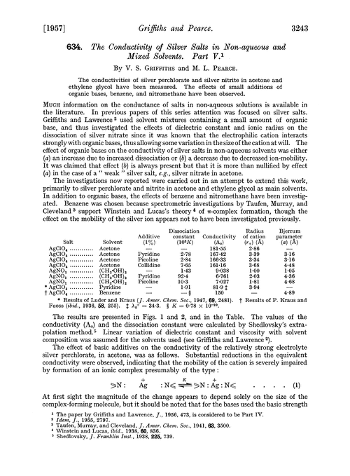 634. The conductivity of silver salts in non-aqueous and mixed solvents. Part V.