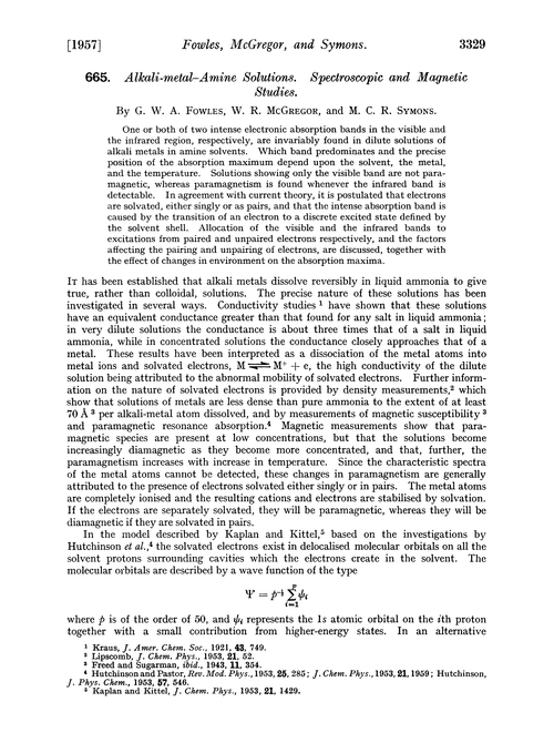 665. Alkali-metal–amine solutions. Spectroscopic and magnetic studies