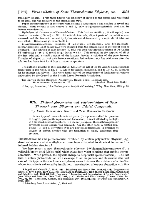 674. Photodehydrogenation and photo-oxidation of some thermochromic ethylenes and related compounds