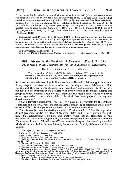 684. Studies in the synthesis of terpenes. Part II. The preparation of an intermediate for the synthesis of diterpenes