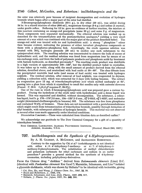 737. isoShekkangenin and the synthesis of 4-hydroxycoumarins